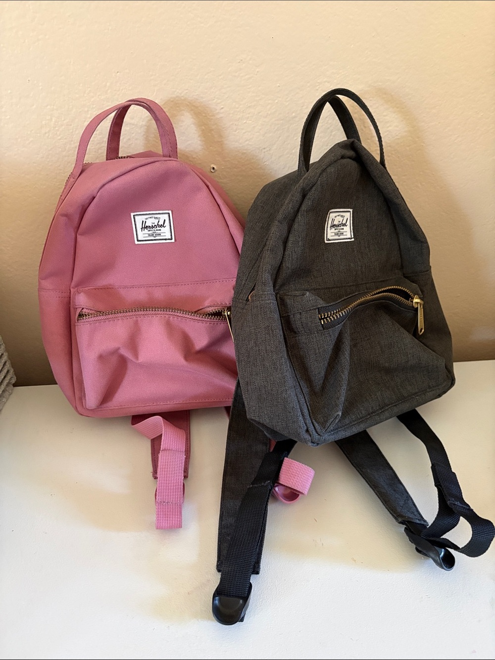Herschel Supply Company Pink and Charcoal Mini Backpacks